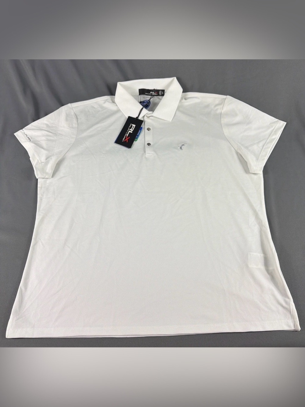 RLX Ralph Lauren Womens Golf Shirt Polo Chest Logo XL White Polyester MSRP $110